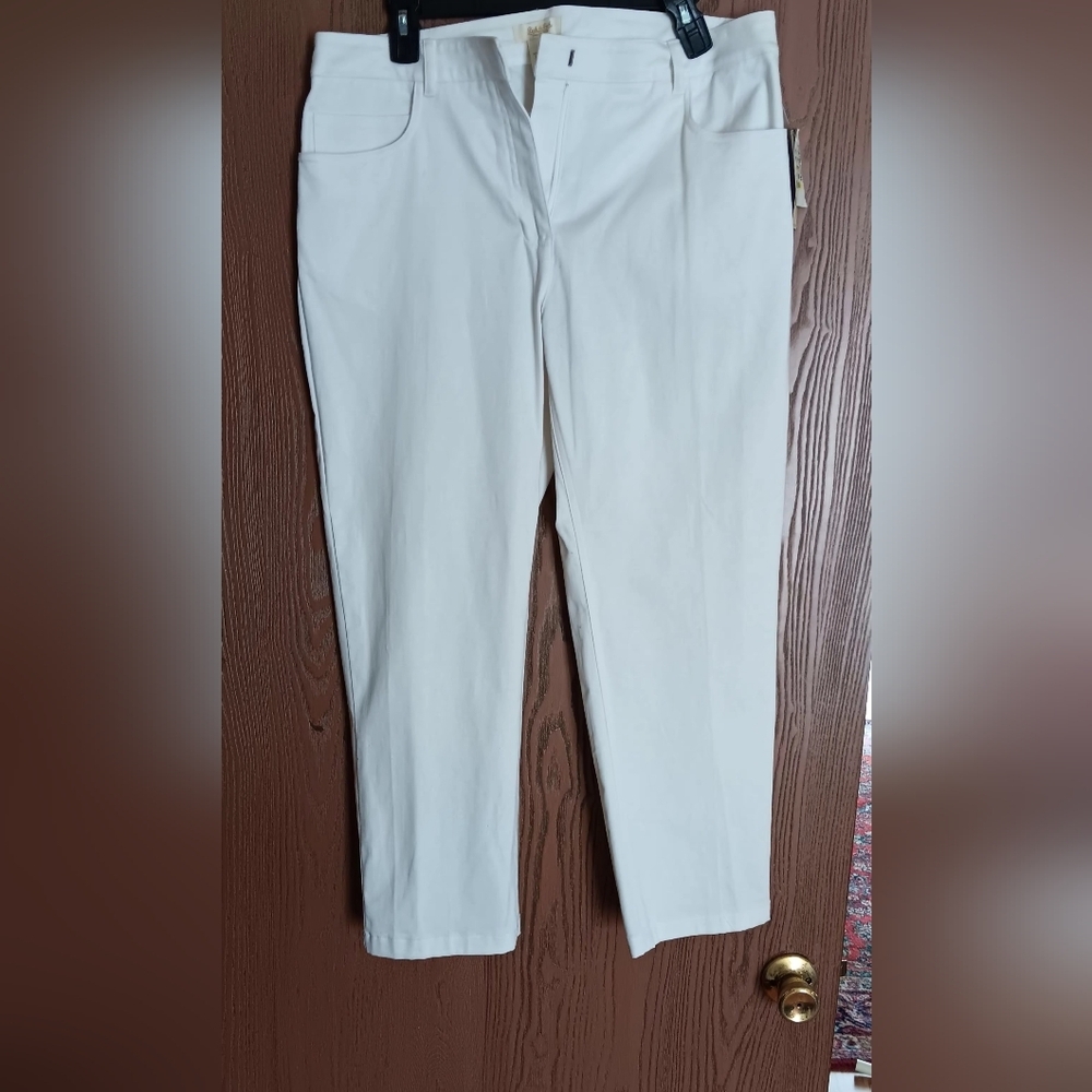 Peck & Peek, Womans Jean, White, Size 14, Striped Back Pocket, NWT